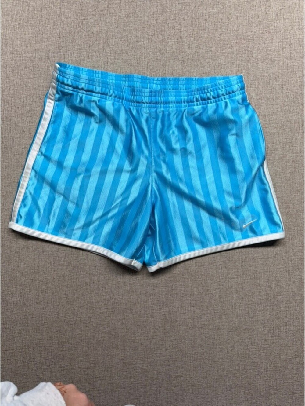 Vintage Nike Youth Medium Blue Shadow Stripe Soccer Athletic Shorts Sz 10-12